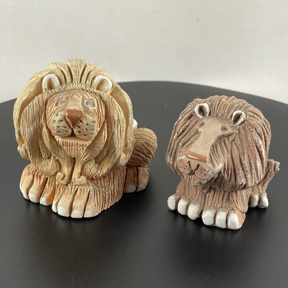 Two Vintage Artesania Rinconada Regal Lion Retired Uruguay Figurine